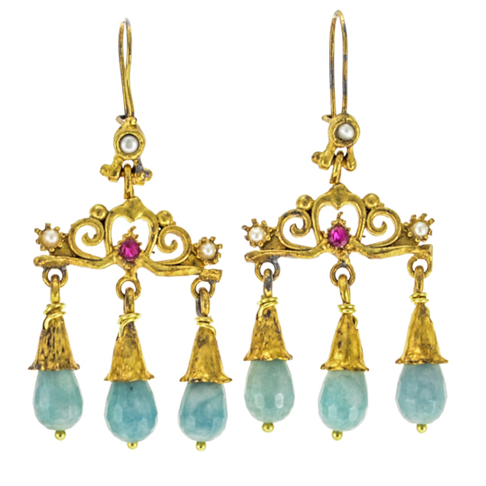 Royal Curtain Aquamarine Earrings
